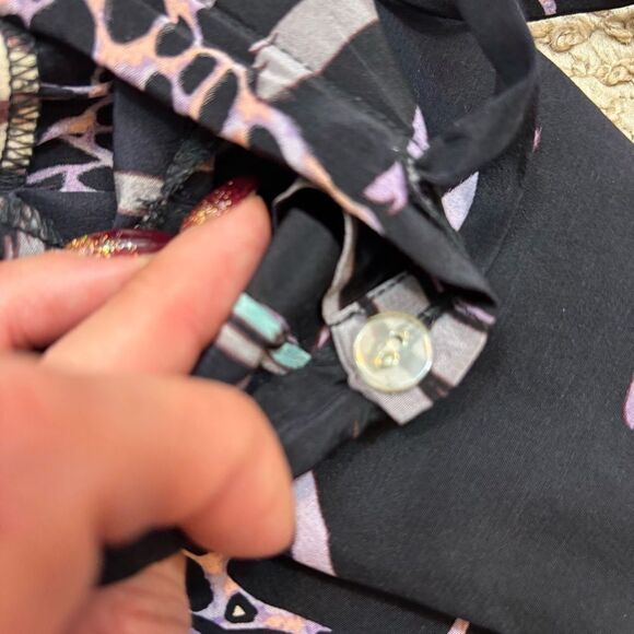 Ladies Tucker Brand Black and Floral Side Tie Pants Size Medium - Picture 10 of 14